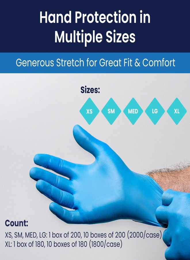 Adenna Miracle 4 mil Powder-Free Nitrile Exam Gloves, Medical Grade, Blue, Medium, Box of 200 - Image 5
